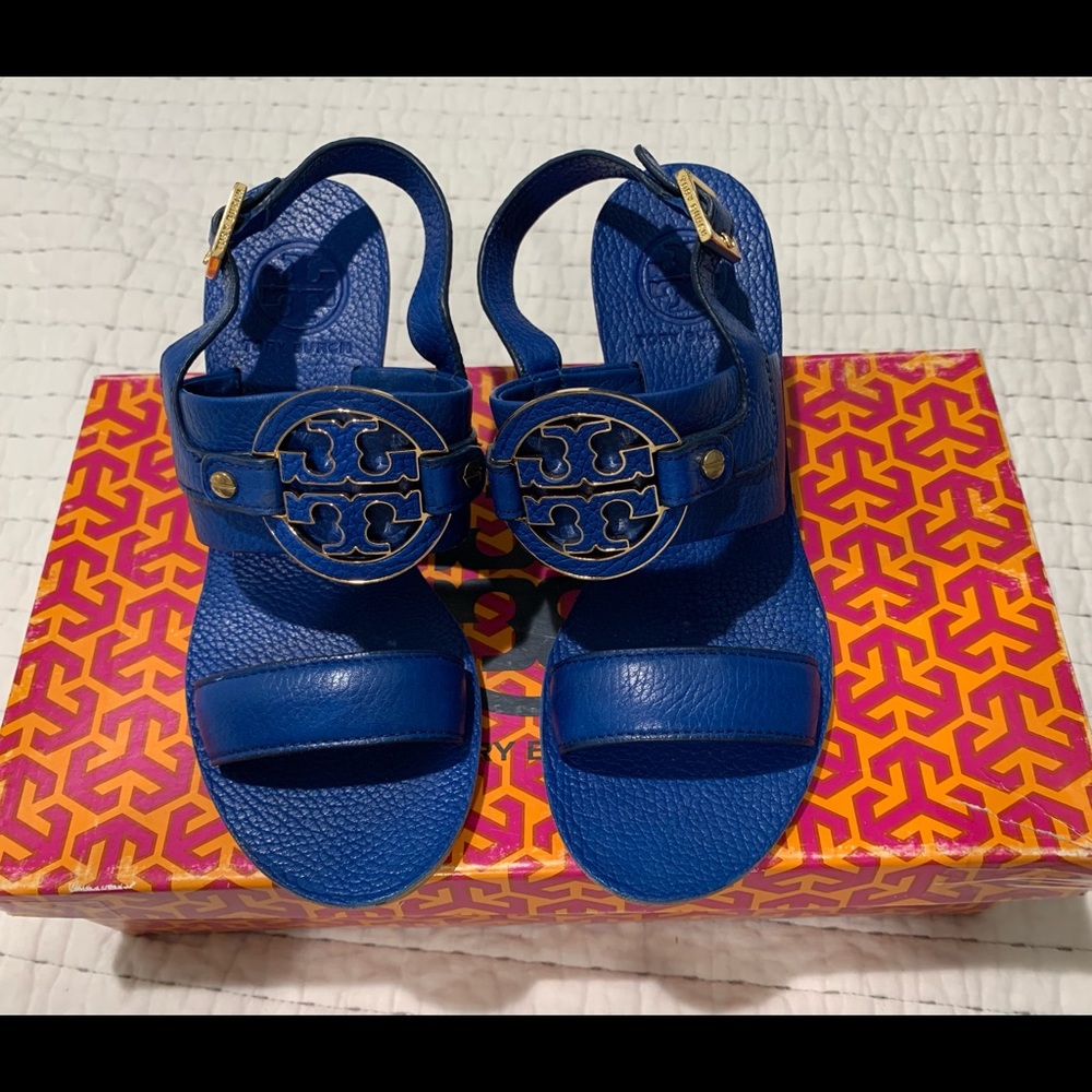 Tory burch blue with wedge heels